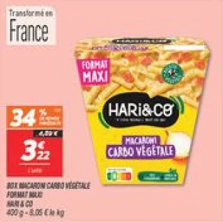 Box macaroni carbo végétale format maxi 