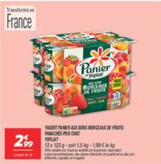 Yaourt panier aux bons morceaux de fruits panachés prix choc 