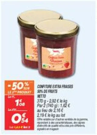 Confiture extra fraises 50% de fruits