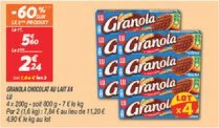 Granola chocolat au lait x4