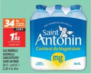 Eau minérale naturelle sans nitrates