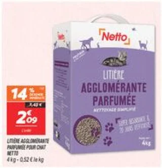 Litière agglomérante parfumée pour chat