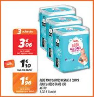 Bébé maxi carrés visage & corps doux & résistants x50