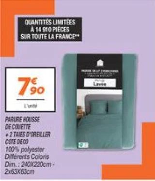 Parure housse de couette + 2 taies d'oreiller 