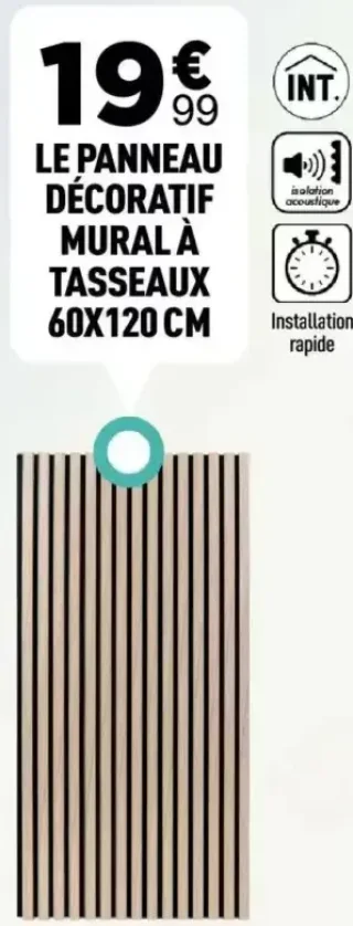 Le panneau décoratif mural à tasseaux 60x120 cm atmosphera