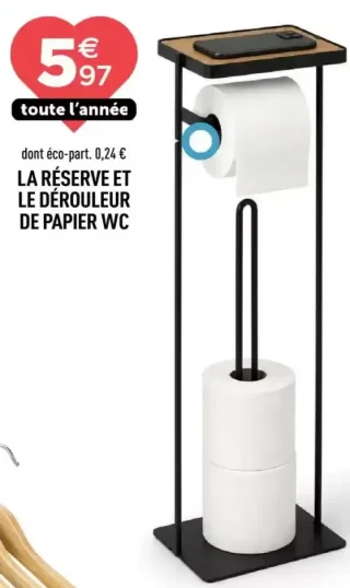 LA RÉSERVE ET LE DÉROULEUR DE PAPIER WC
