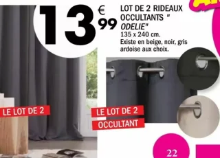 Lot de 2 rideaux occultants « ODELIE », 135 x 240 cm