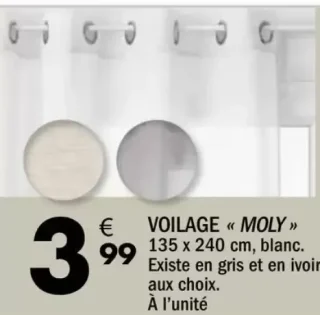 Voilage « MOLY », 135 x 240 cm, blanc