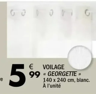 Voilage « GEORGETTE », 140 x 240 cm, blanc