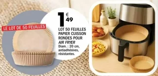 Lot 50 feuilles papier cuisson rondes pour Air Fryer
