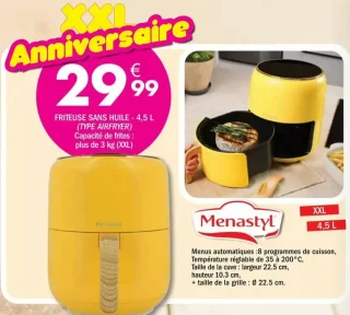 Friteuse sans huile Menastyl - 4,5 L (Type Airfryer)