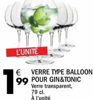 Verre type balloon pour Gin&Tonic