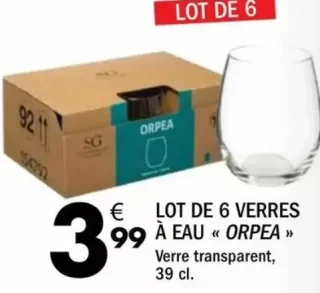 Lot de 6 verres à eau « Orpea »