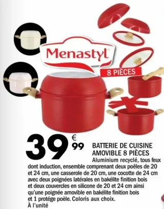 Batterie de cuisine amovible 8 pièces Menastyl