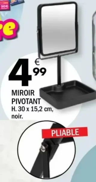Miroir pivotant H. 30 x 15,2 cm