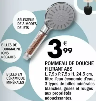 POMMEAU DE DOUCHE FILTRANT ABS