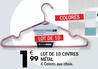 LOT DE 10 CINTRES MÉTAL