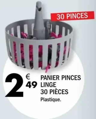 PANIER PINCES LINGE 30 PIÈCES