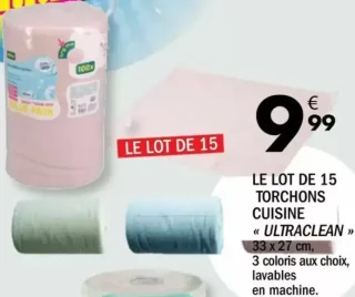 Le lot de 15 torchons cuisine « Ultraclean »