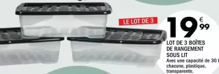 Lot de 3 boîtes de rangement sous lit