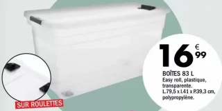 Boîtes 83 L Easy roll, plastique, transparente.