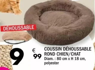 Coussin déhoussable rond chien/chat