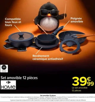 Set amovible 12 pièces Carrefour HOME