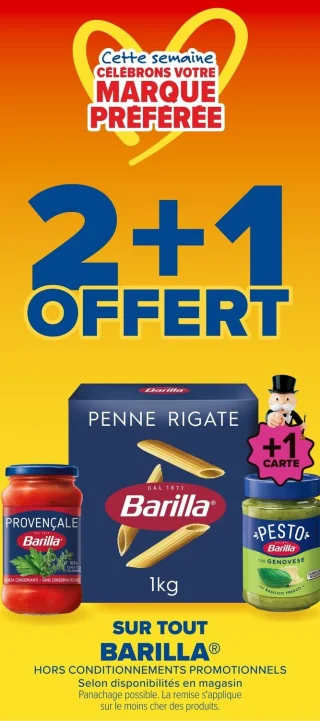 Sur tout Barilla (Pâtes, Sauces, Pesto)