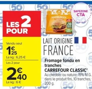 Fromage fondu en tranches CARREFOUR CLASSIC