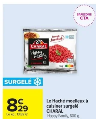 Le Haché moelleux à cuisiner surgelé CHARAL Happy Family