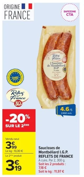 Saucisses de Montbéliard I.G.P. REFLETS DE FRANCE