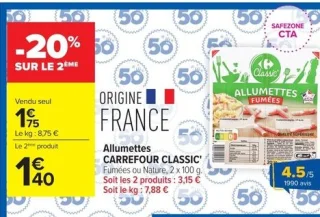 Allumettes CARREFOUR CLASSIC' Fumées ou Nature