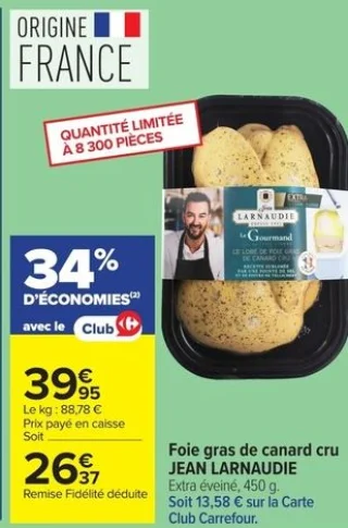Foie gras de canard cru JEAN LARNAUDIE