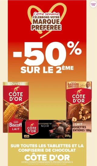 Chocolat Côte d'Or (toutes les tablettes et confiserie)