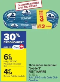 Thon entier au naturel "Lot de 3" PETIT NAVIRE