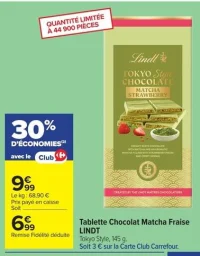Tablette Chocolat Matcha Fraise LINDT Tokyo Style