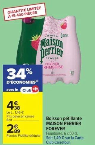 Boisson pétillante MAISON PERRIER FOREVER Framboise, 6 x 50 cl.
