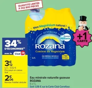 Eau minérale naturelle gazeuse ROZANA