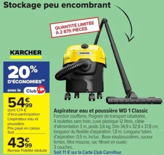Kärcher Aspirateur eau et poussière WD 1 Classic