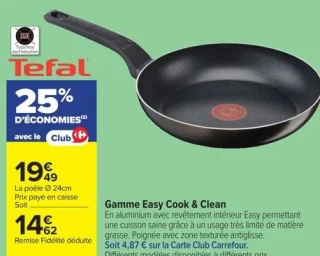 Tefal Poêle Ø 24cm Gamme Easy Cook & Clean