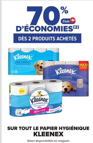 SUR TOUT LE PAPIER HYGIÉNIQUE KLEENEX