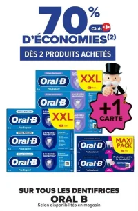 Sur tous les dentifrices Oral B