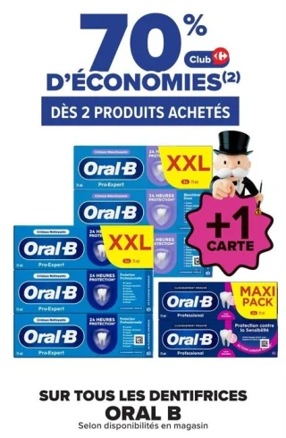 Sur tous les dentifrices Oral B