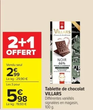 Tablette de chocolat Villars