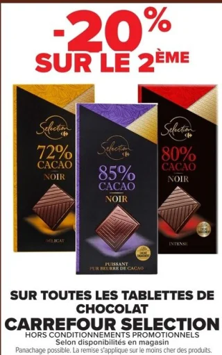 Tablettes de chocolat Carrefour Selection