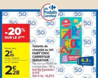 Tablette de chocolat au lait FAIRY CHOC CARREFOUR SENSATION