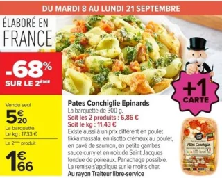 Pates Conchiglie Epinards