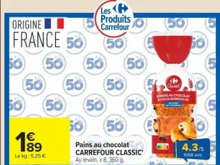 Pains au chocolat CARREFOUR CLASSIC' Au levain
