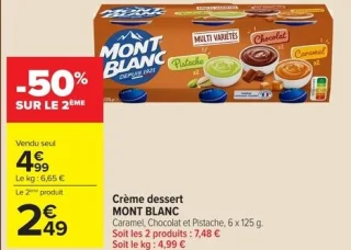 Crème dessert Mont Blanc Caramel, Chocolat et Pistache