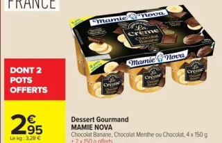 Dessert Gourmand Mamie Nova Chocolat Banane, Chocolat Menthe ou Chocolat